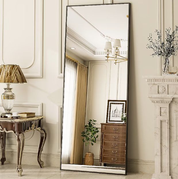 *Imperfect* BEAUTYPEAK 34"x76.0" Rectangle Black Frame Mirror