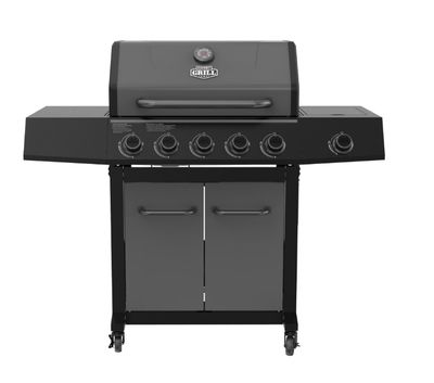 Expert Grill 5-Burner Gas BBQ Grill with Side Burner, Graphite