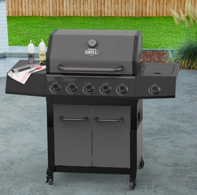 Expert Grill 5-Burner Gas BBQ Grill with Side Burner, Graphite