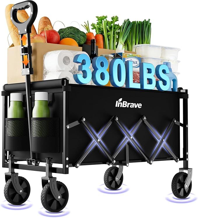 InBrave Collapsible Wagon Cart with All-Terrain Wheels
