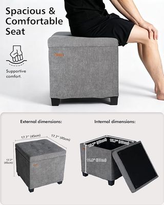 ABHENG Steel Frame Square Storage Ottoman