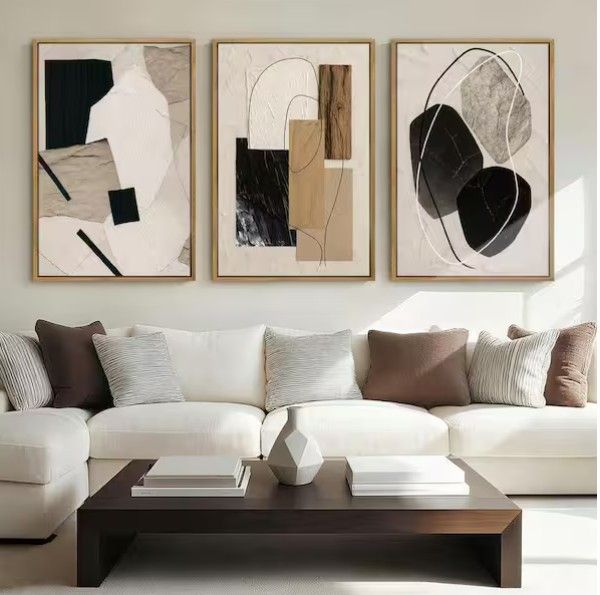 *Imperfect* 3 Piece Abstract Geometric Framed Canvas
