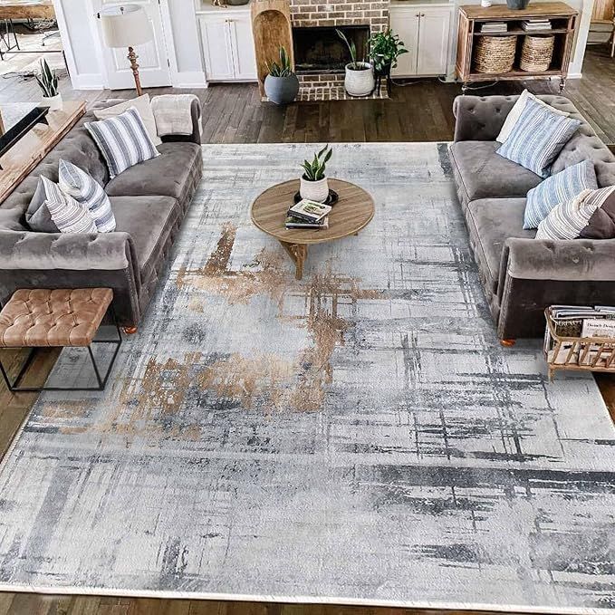 Calore Modern Soft Abstract Distressed Area Rug, 6.5' x 9.8'