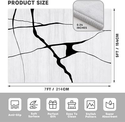 YIHOUSE 6x9 Abstract Black and White Rug