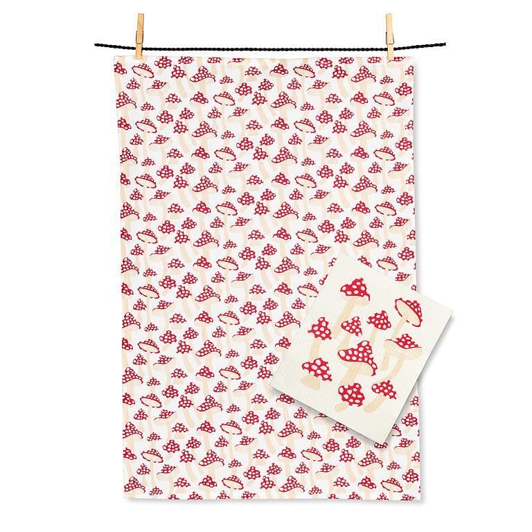 Mushrooms Dishcloth &amp; Kitchen Towel Set