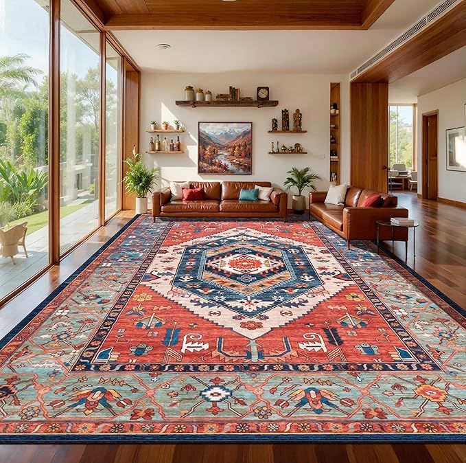 SERISSA 9x12 Ultra Soft Vintage Oriental Carpet Low-Pile Distressed Rug