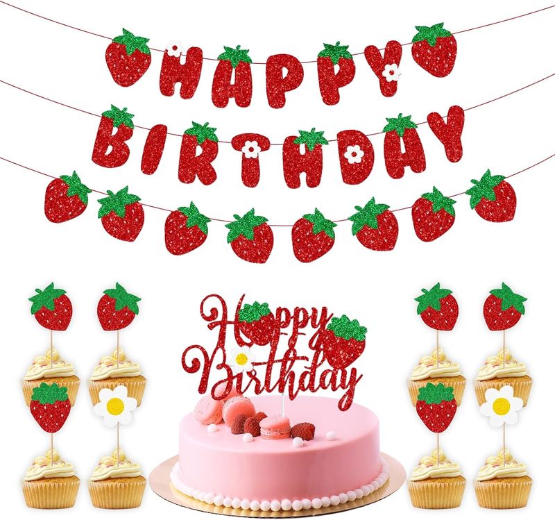 Strawberry Themed Birthday Party Decoration Set