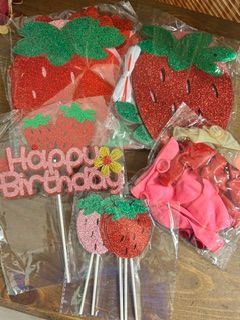 Strawberry Themed Birthday Party Decoration Set