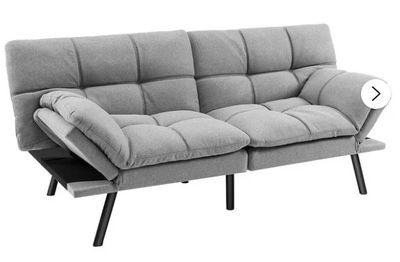 Convertible Futon Sofa Bed; Grey