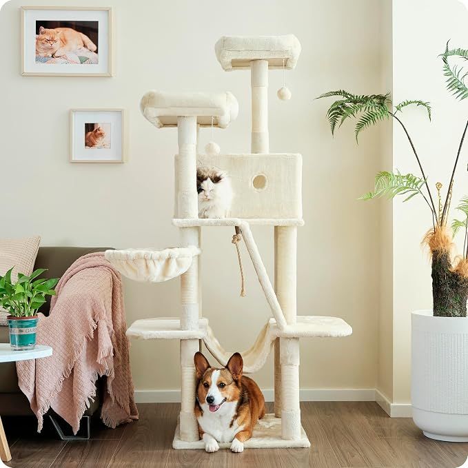 Ouritsu 61" Tall Cat Tower, Beige
