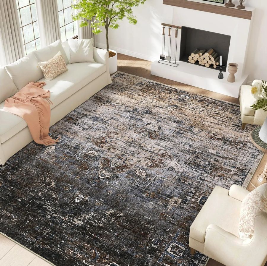 Garvee 9'x12' Boho Distressed Oriental Non-Slip Area Rug