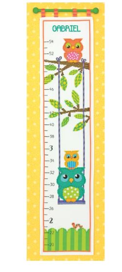 Owl Growth Chart Counted Cross Stitch Kit, 9x40"