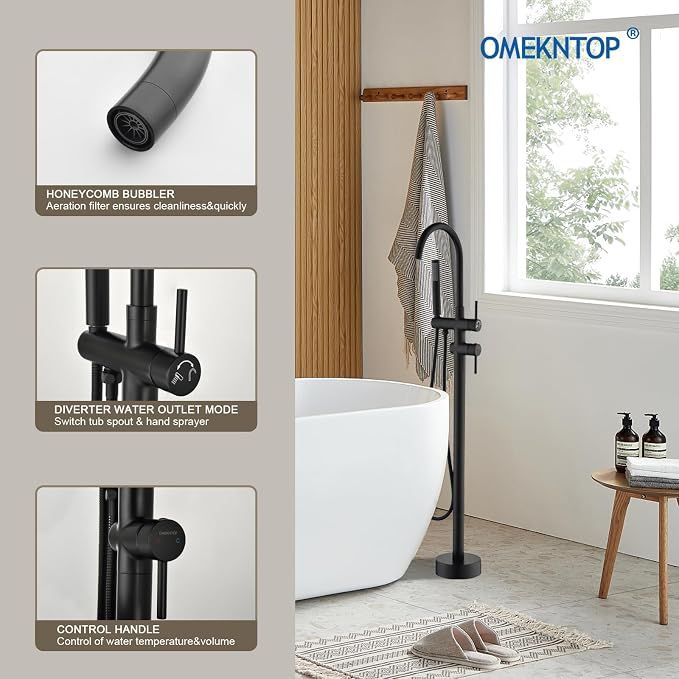 OKEMNTOP Freestanding Bathtub Faucet Floor Mount Tub Filler