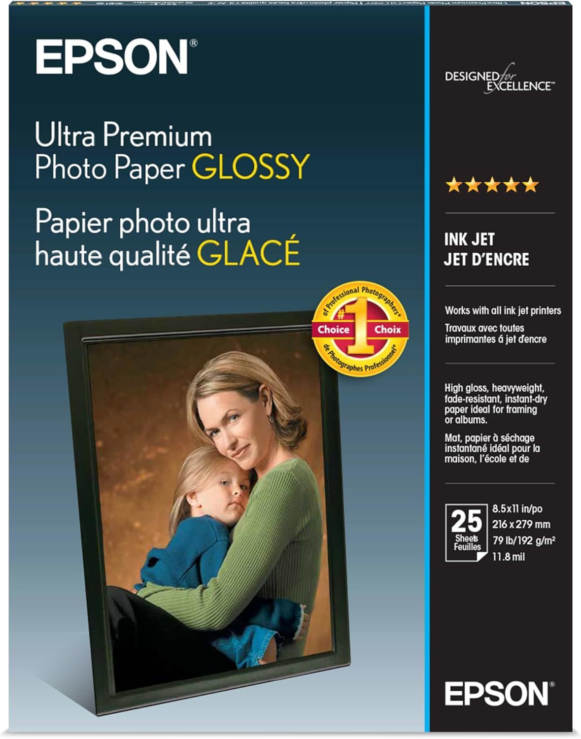 Epson Ultra Premium Photo Paper Glossy (8.5x11 Inches, 25 Sheets)