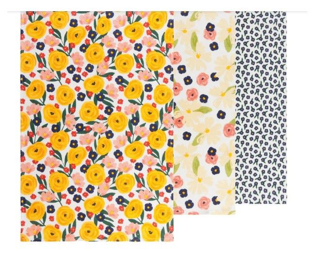 Now Designs by Danica  Full Bloom Baker's Floursack Dishtowels Set of 3