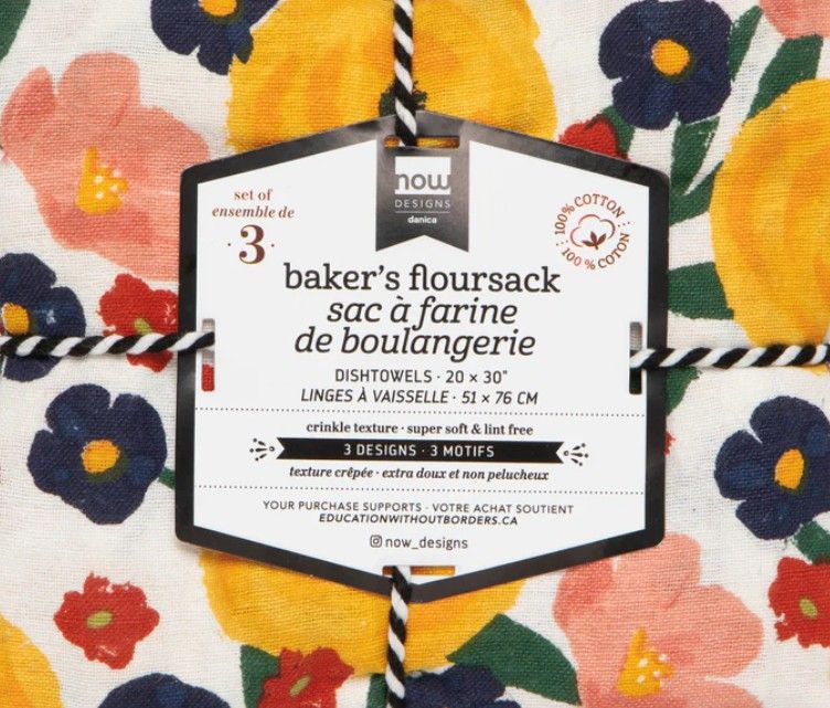 Now Designs by Danica  Full Bloom Baker's Floursack Dishtowels Set of 3