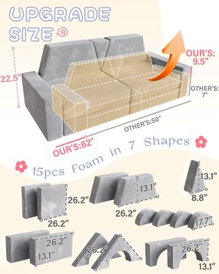 YEFU 15pcs Modular Kids Play Couch