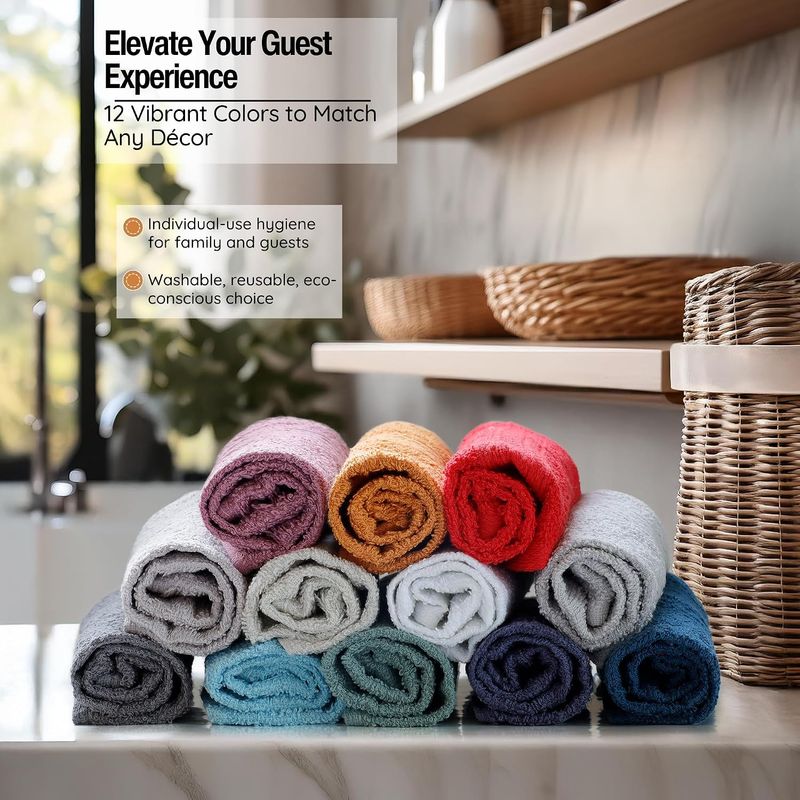 Washcloths, 12 Pack, 100%  Cotton, Size 13" X 13"