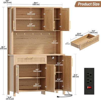 Zeibospri Fluted Kitchen Pantry Storage Cabinet