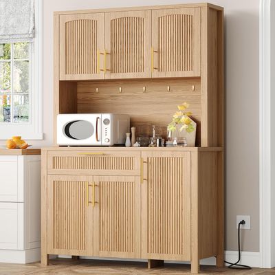 Zeibospri Fluted Kitchen Pantry Storage Cabinet