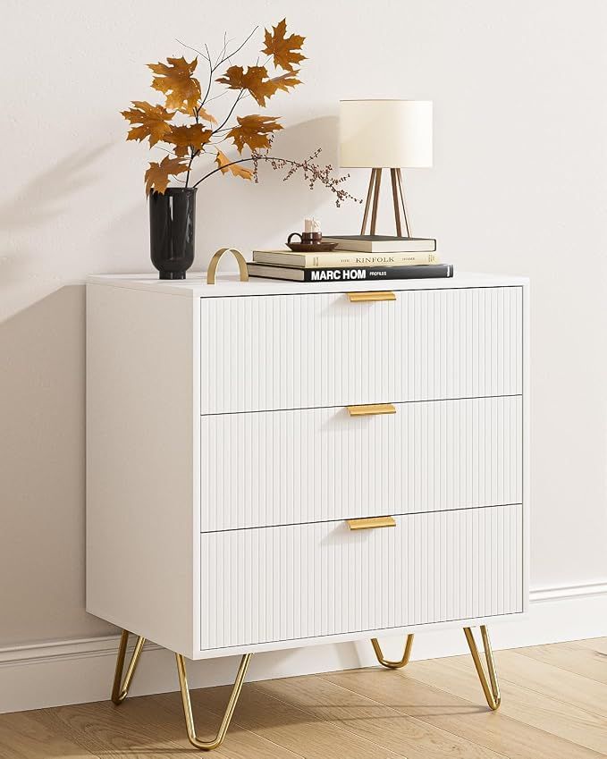 Apetacat Modern 3-Drawer Dresser, White