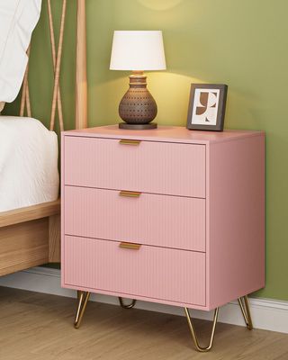 Apetacat Modern 3-Drawer Dresser, Pink