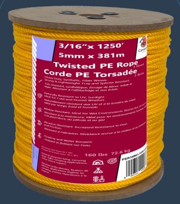 Canarope 3/16'' x  1250ft Twisted PE Rope 3 Strand