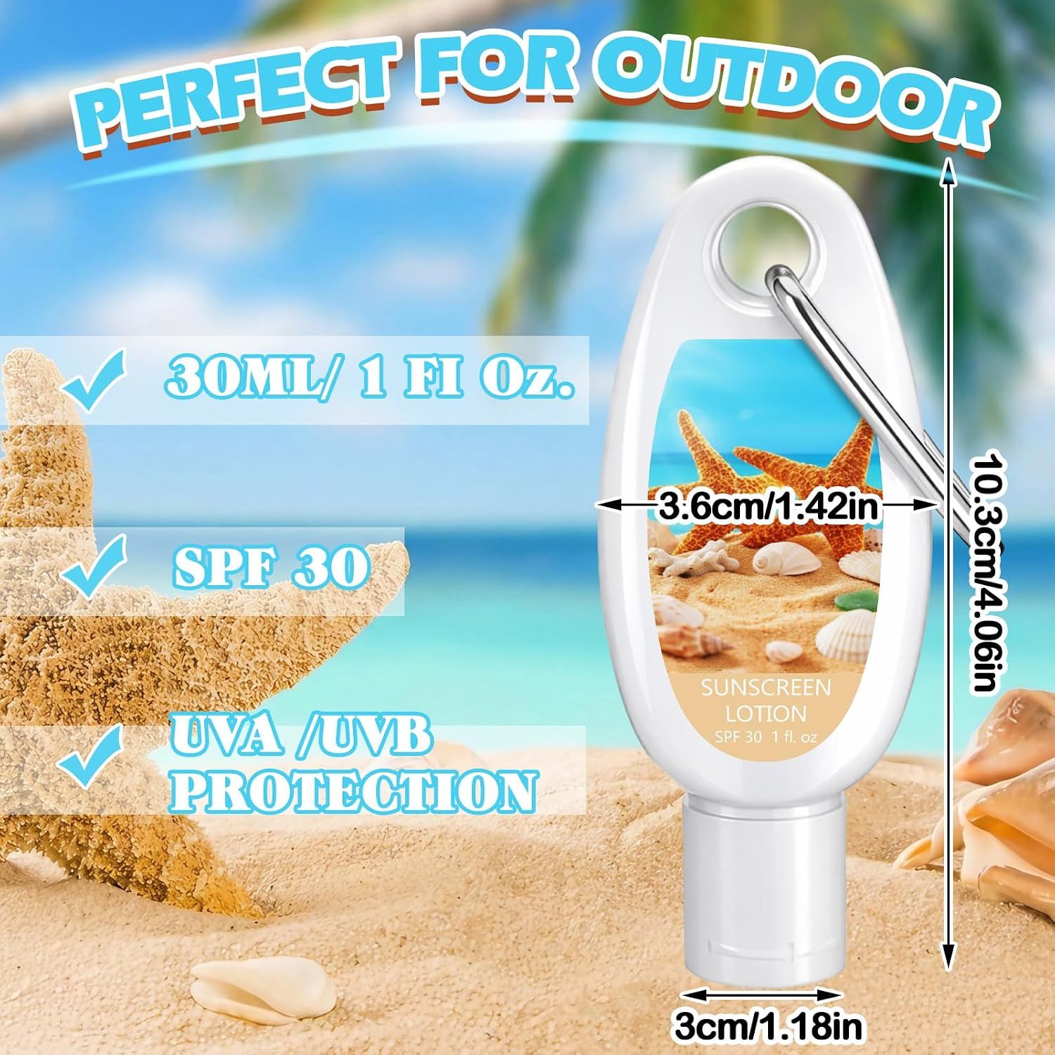 Leelosp Mini Sunscreen w/Carabiner Travel Size 1oz