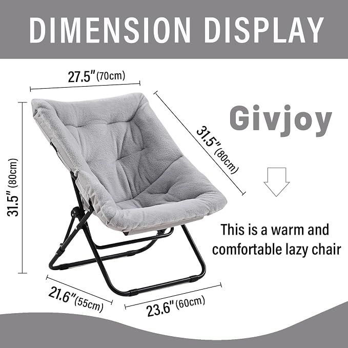 Givjoy Soft Faux Fur Oversized Folding Chair