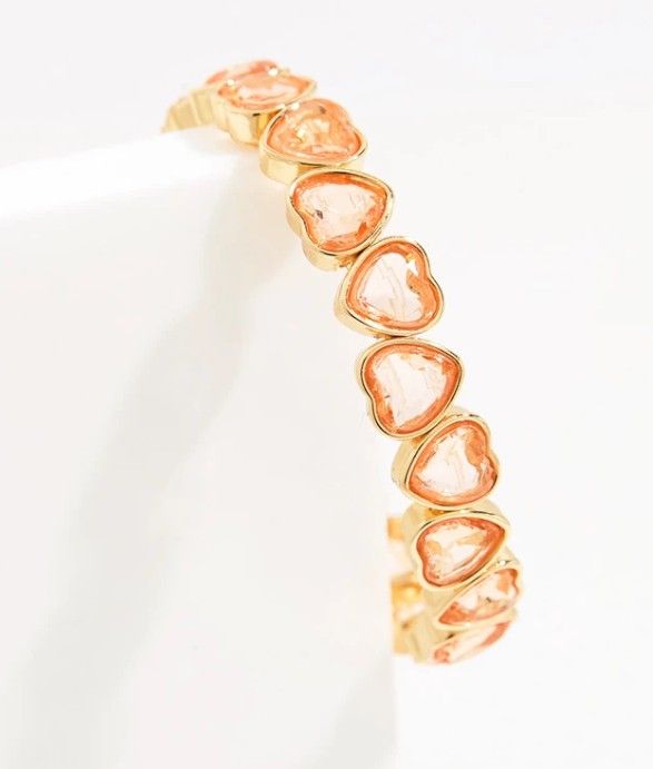 Cleo Crystal Heart Stretch Bracelet; Dusty Pink