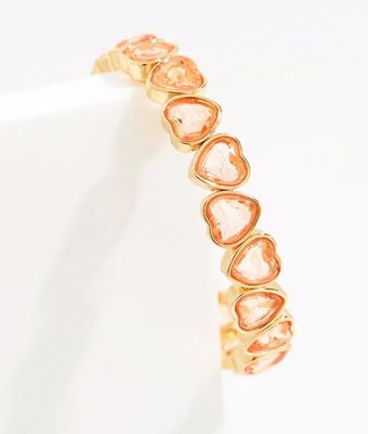 Cleo Crystal Heart Stretch Bracelet; Dusty Pink