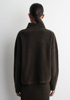 COS Chenille Mock Neck Sweater, Brown