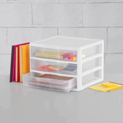 Sterilite 3 Drawer Storage Unit, White