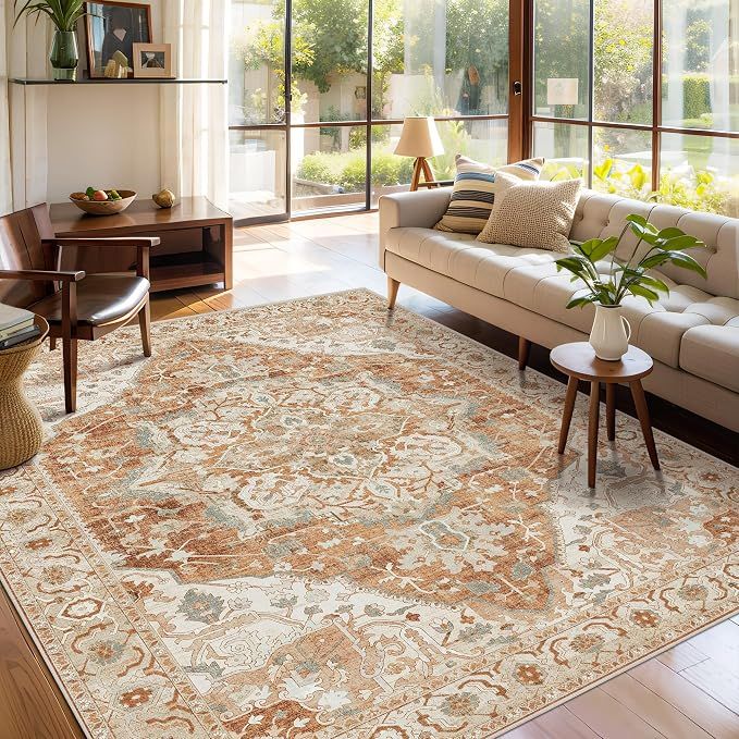 Deerly 5'x7' Vintage Bohemian Washable Area Rug