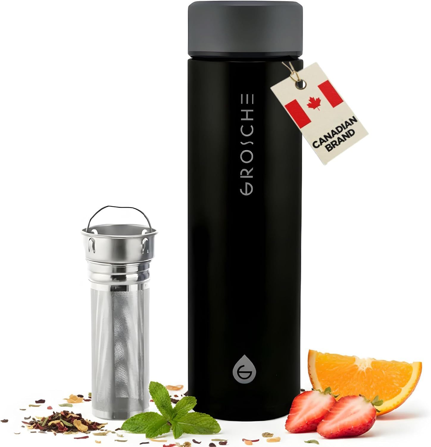 GROSCHE Toronto 16oz Insulated Infuser Flask - Graphite Black (16 fl. oz)
