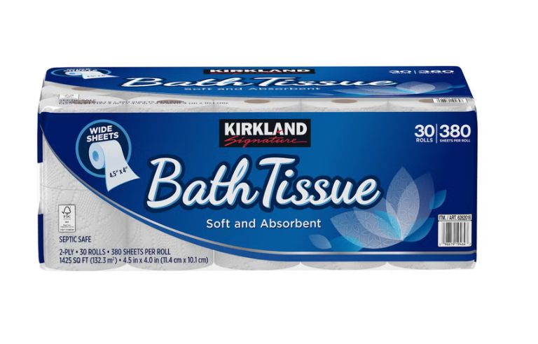 Kirkland Signature Bath Tissue, 2-Ply, 380 Sheets, 30 Rolls