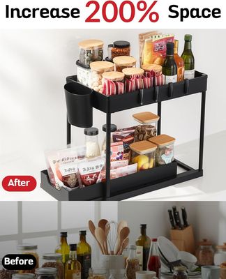 Boxiki 2-Tier Sliding Storage Rack for Kitchen