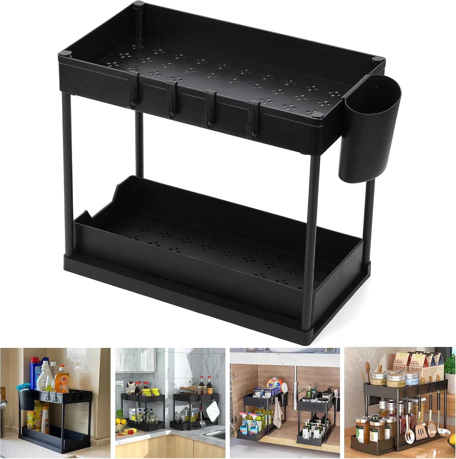 Boxiki 2-Tier Sliding Storage Rack for Kitchen