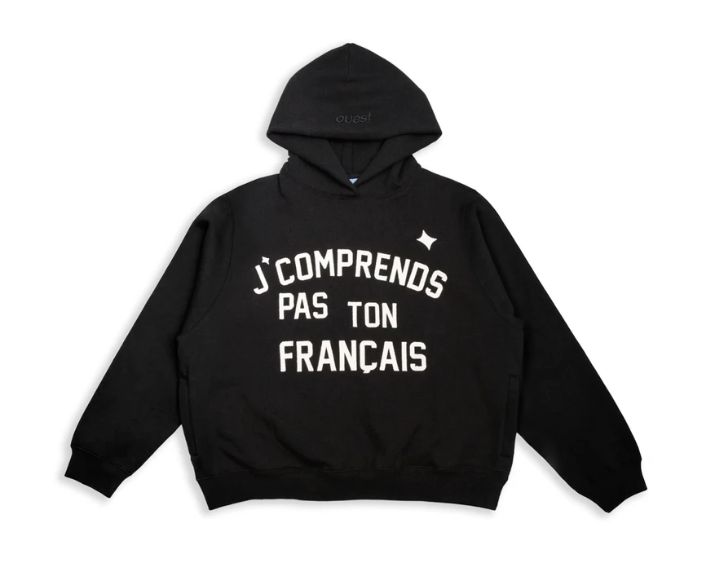“I DON’T UNDERSTAND YOUR FRENCH”, Hoodie, Black