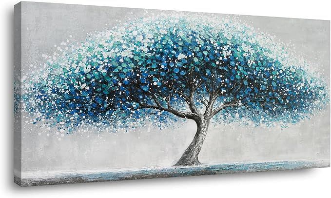 ZOMNAI Navy Blue Tree of Life Wall Art