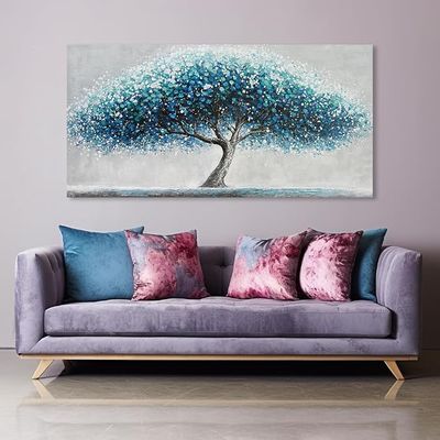 ZOMNAI Navy Blue Tree of Life Wall Art