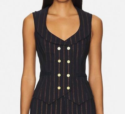 SMYTHE Portrait Neck Vest, Navy Copper Pinstripe