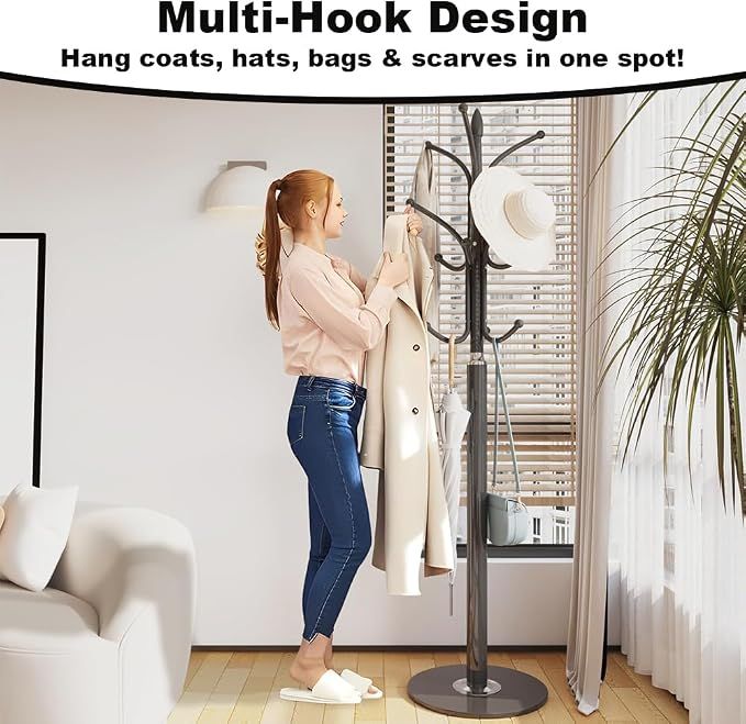 Volvix Freestanding Hanger with Hooks, 69"