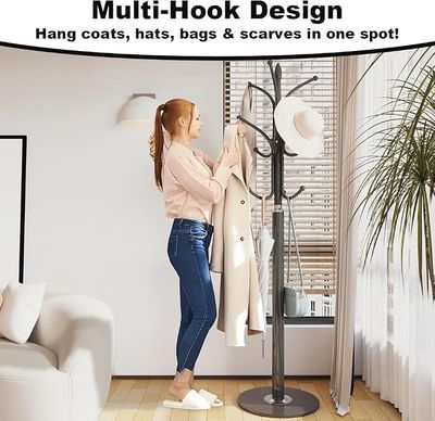 Volvix Freestanding Hanger with Hooks, 69"