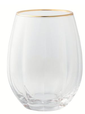Thyme &amp; Table 4-Piece Scalloped Stemless Wine Glass Set with Gold Trim