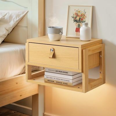 Floating Nightstand with LED Light Strips