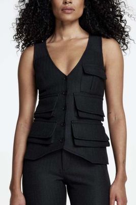 Smythe Utility Vest Carbon Herringbone Size 4