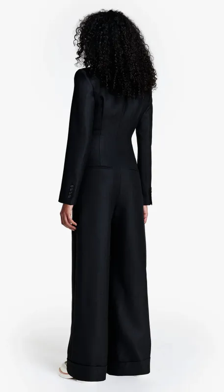 Smythe - Rivet Collab Wide Leg Jumpsuit Black Herringbone Size 0