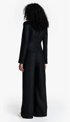 Smythe - Rivet Collab Wide Leg Jumpsuit Black Herringbone Size 0