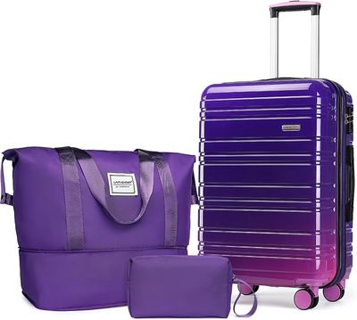 LARVENDER 3-Piece Carry on Luggage Set, Midnight Berry